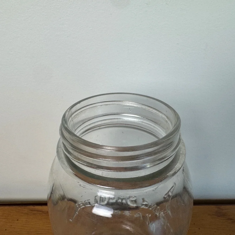 Vintage Atlas Strong Shoulder Mason Jar Clear Glass Quart‎ Size Canning Jar